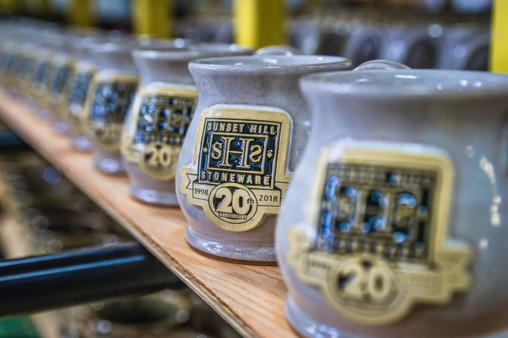 Potbelly mugs in Frosty Flake from Sunset Hill Stoneware