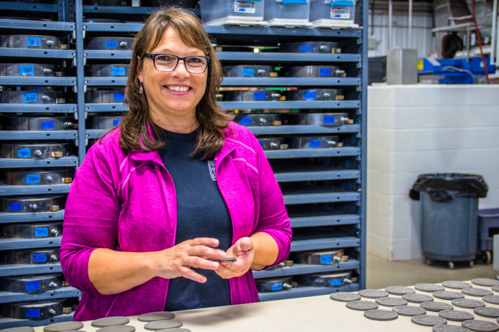 Linda Fleming making Pottery Mugs at Sunset Hill Stoneware