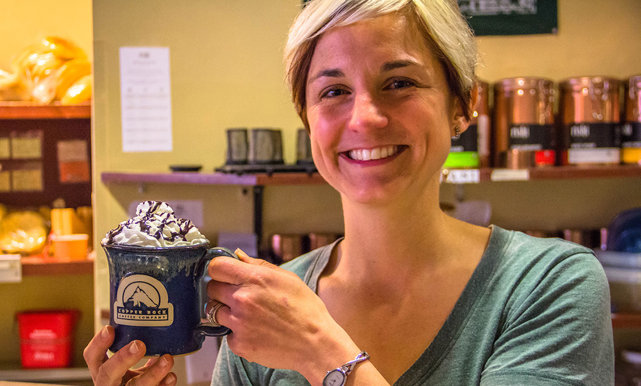 Woman posing with Stoneware Mug