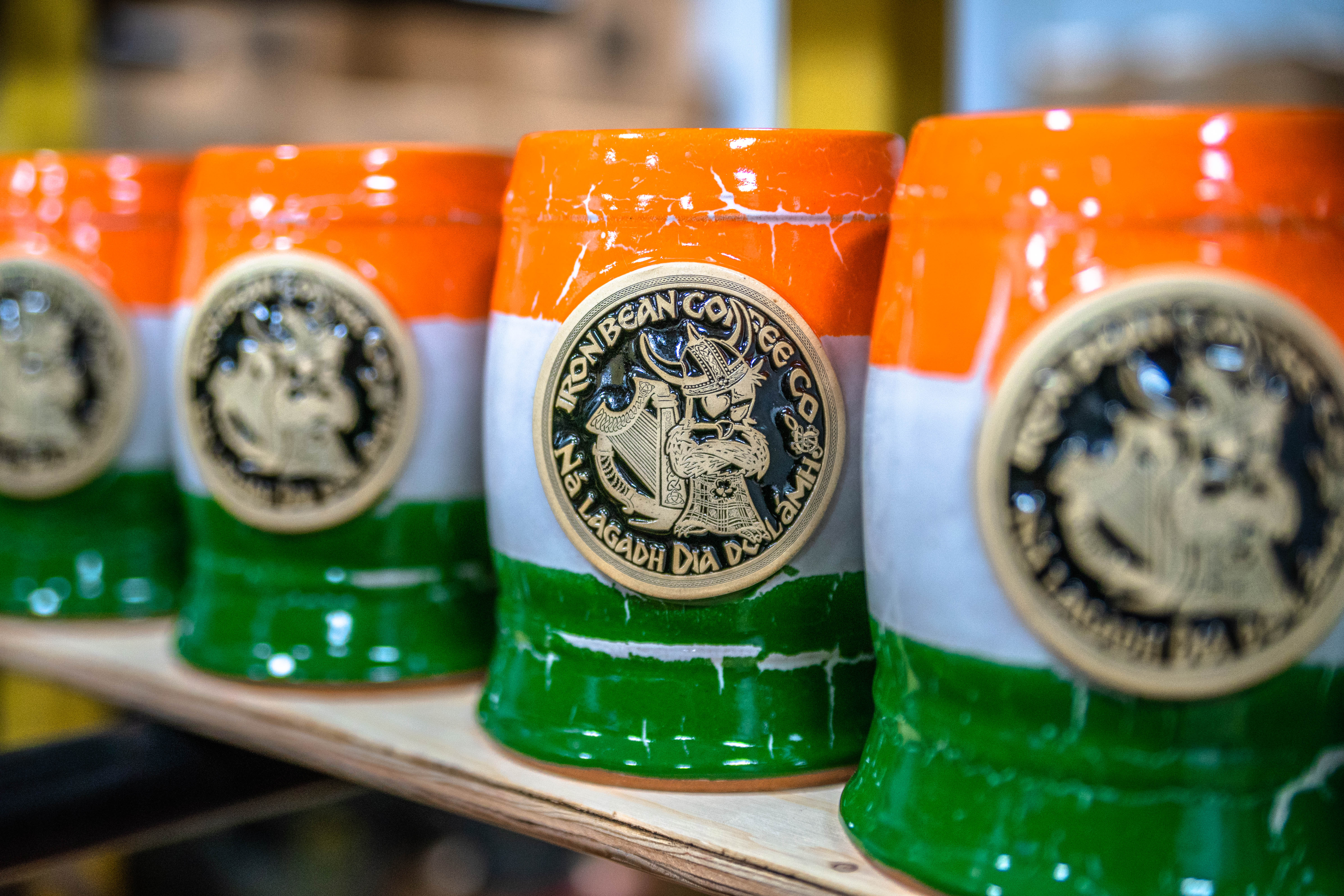 Iron Bean coffee mug for St. Patrick's Day