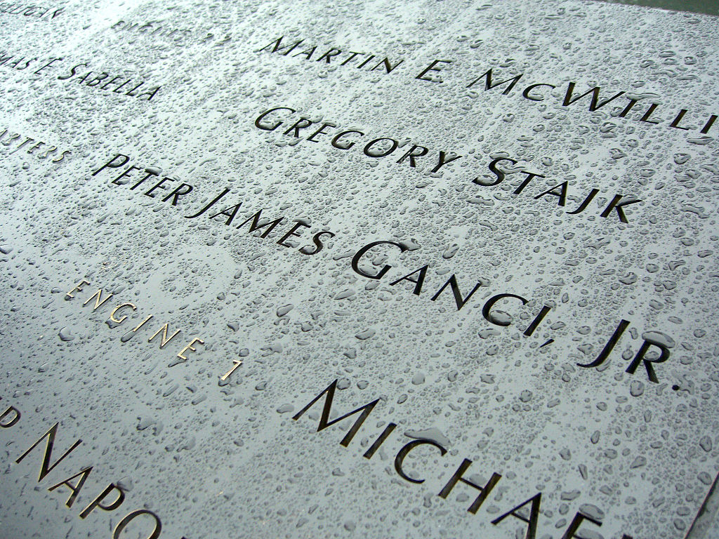 Peter Ganci Jr.'s name at the 9/11 memorial