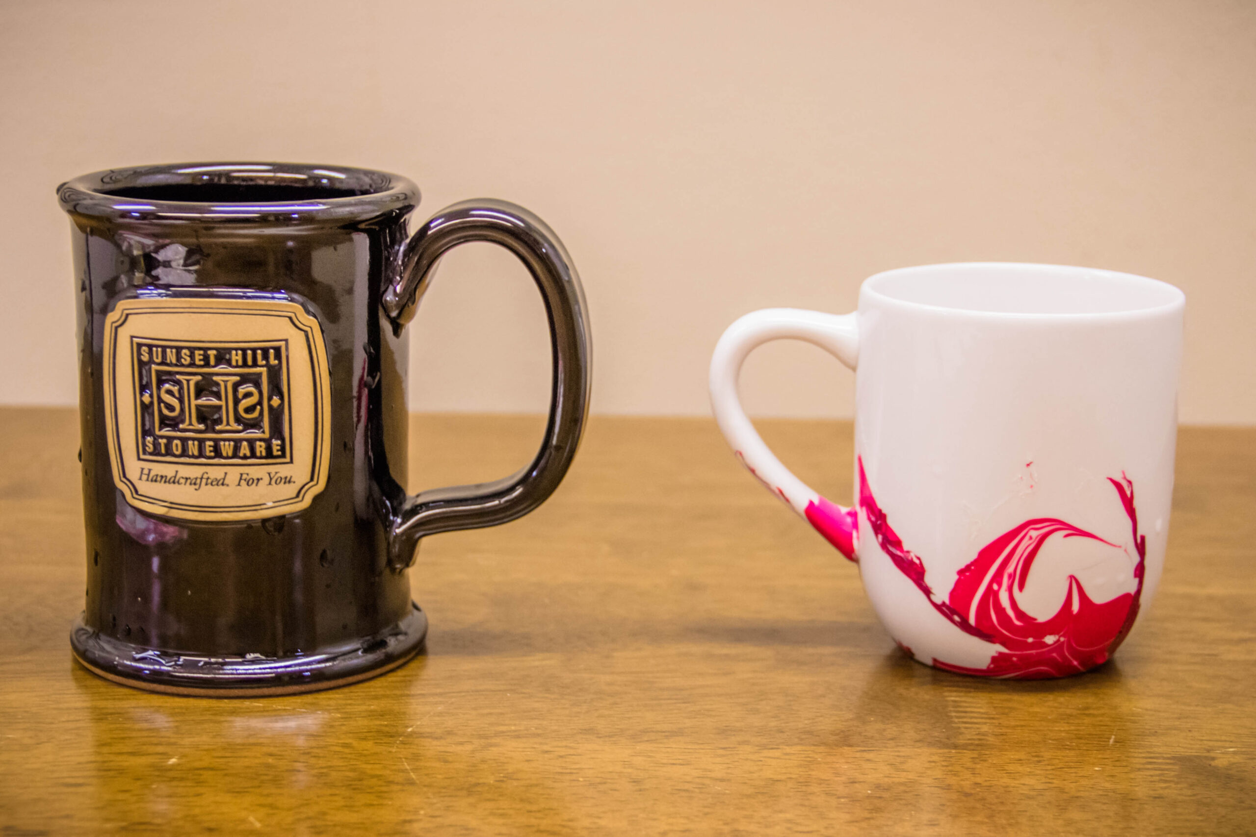 Stoneware mugs side by side